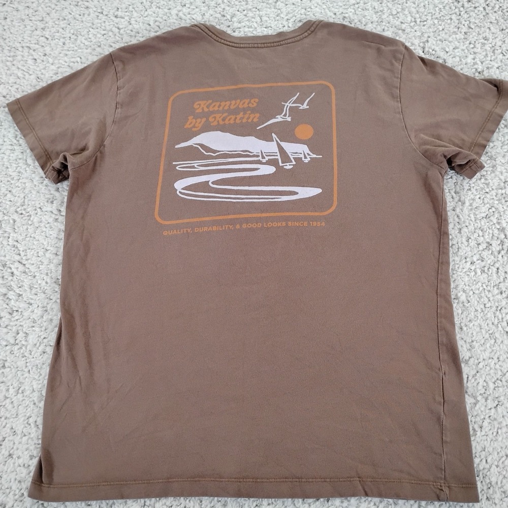 Katin Shirt Mens Medium Brown Surf Beach Organic Cotton Crew Natural Nature Camp